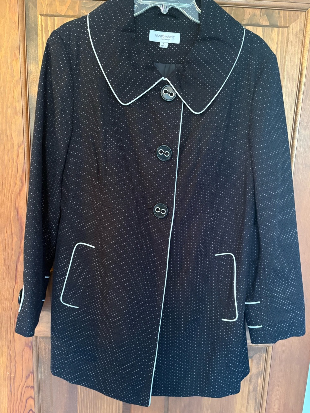 Liz Lange Matrrnity Black Coat with White Piping
